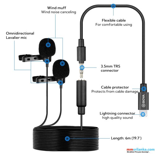 BOYA BY-M2D DUAL CLIP-ON MICROPHONE (6M)